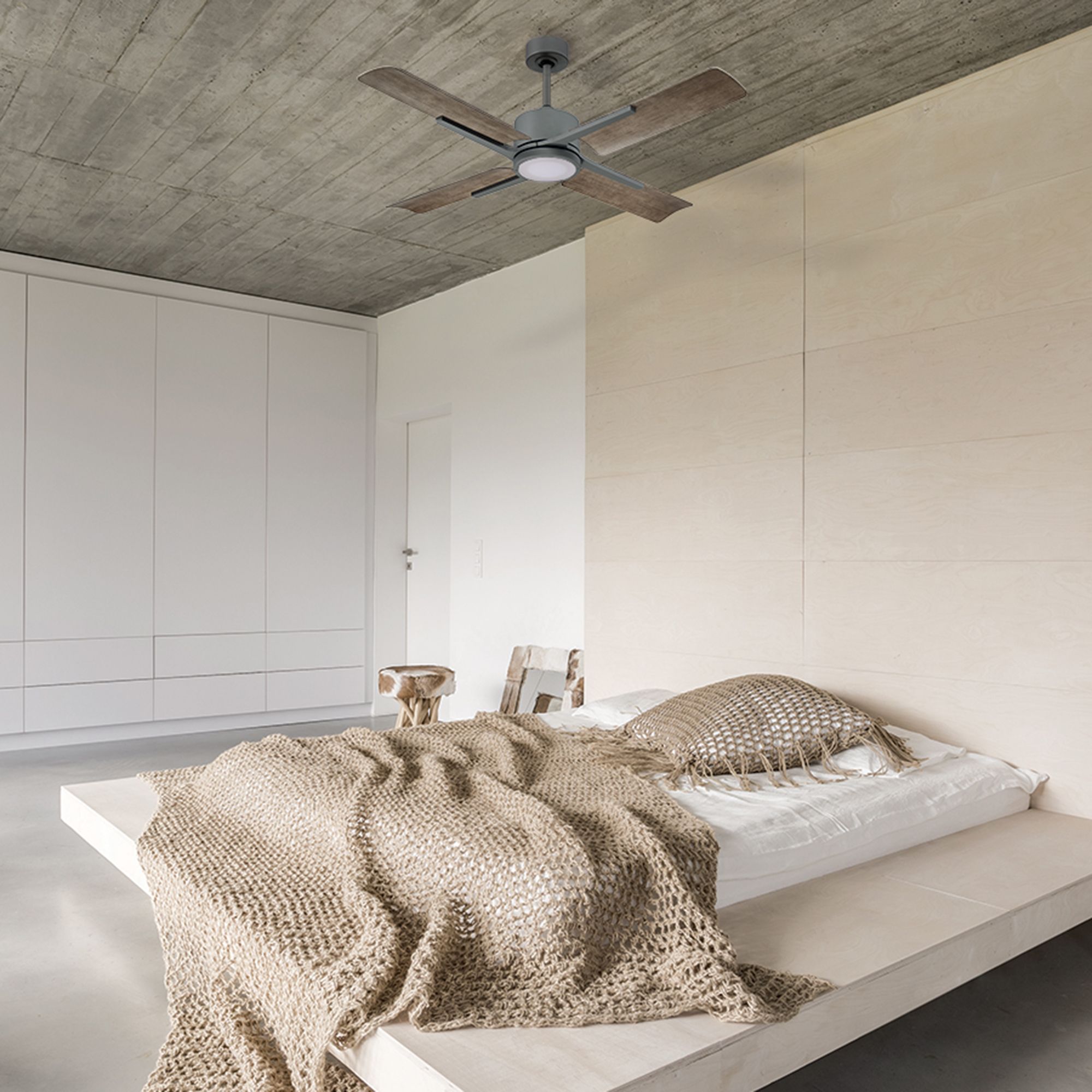 56" Modern Forms Cervantes LED Wet Rated Graphite 4-Blade Smart Fan