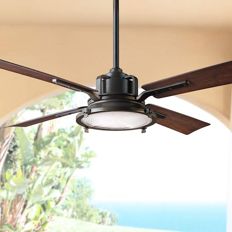 56&quot; Modern Forms Nautilus Bronze LED Wet Rated Smart Ceiling Fan