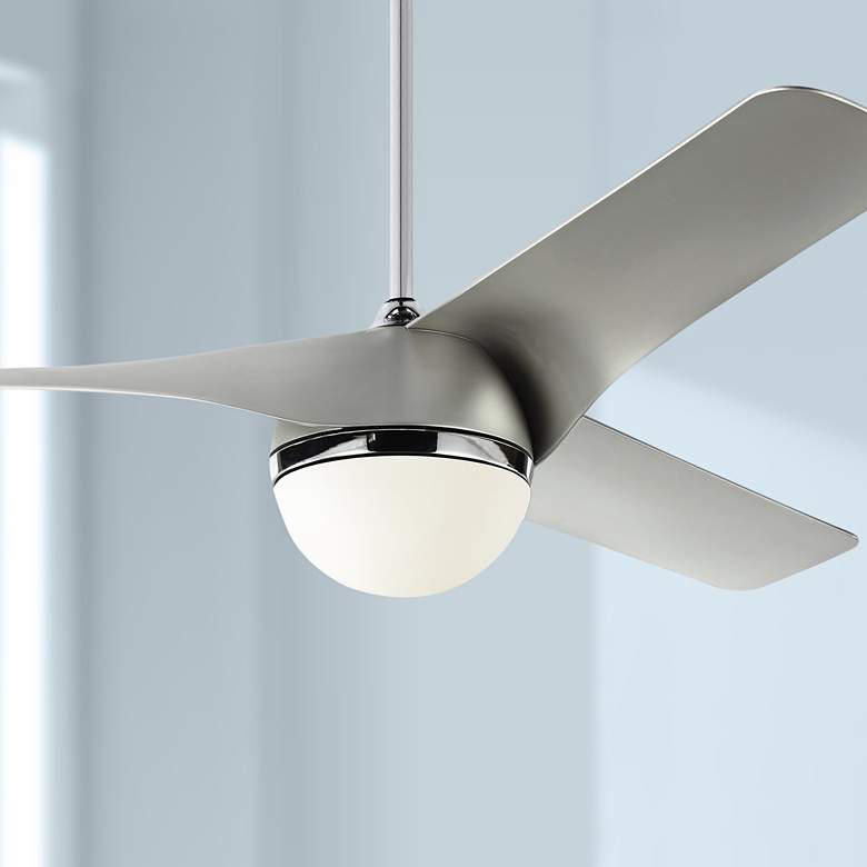 Image 1 56" Monte Carlo Akova Chrome LED Damp Rated Ceiling Fan with Remote