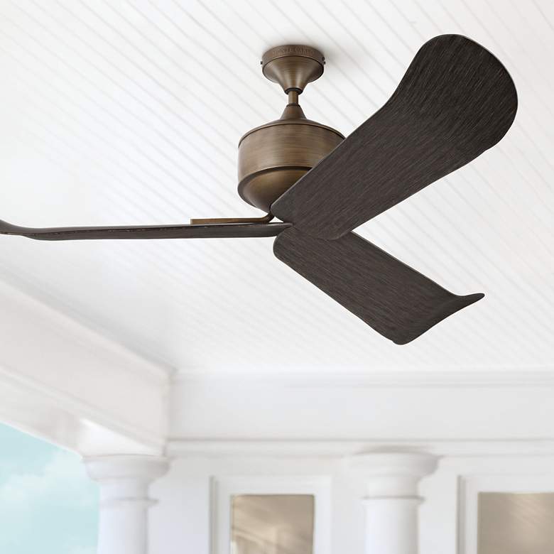Image 1 56" Monte Carlo Dylan Aged Brass Wet-Rated DC Ceiling Fan
