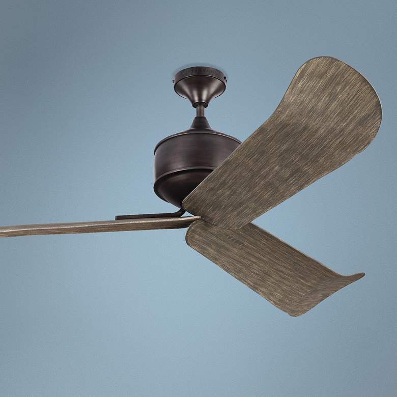 Image 1 56" Monte Carlo Dylan Pewter and Oak Wet-Rated Ceiling Fan