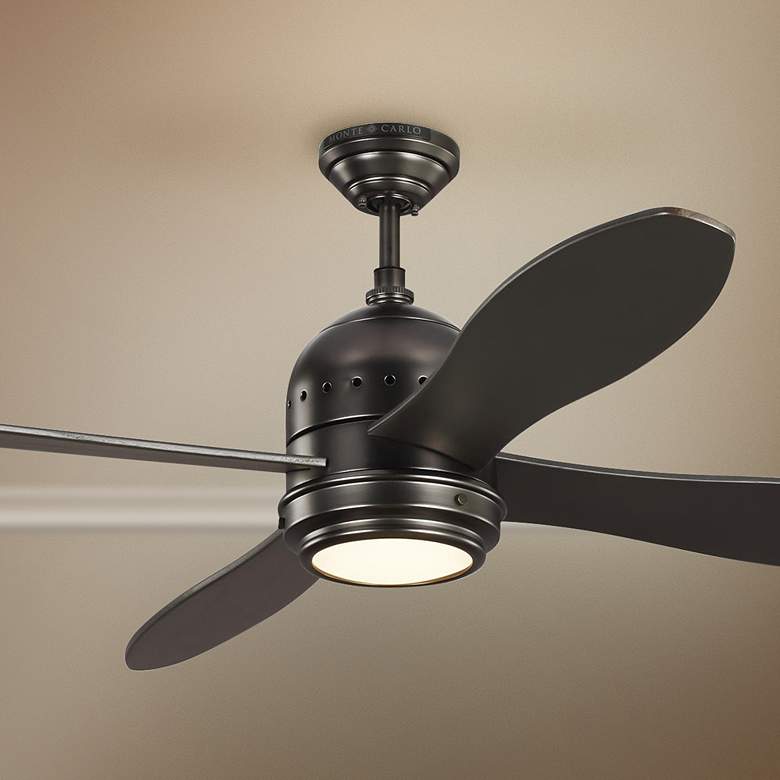 Image 1 56" Monte Carlo Metrograph Deep Bronze LED Ceiling Fan with Remote