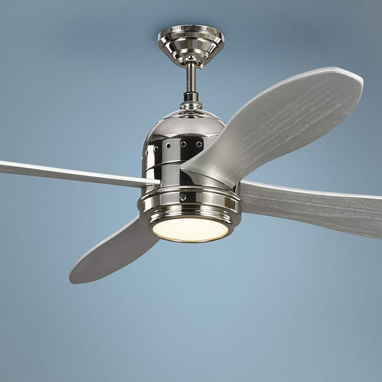 Image 1 56" Monte Carlo Metrograph Polished Nickel LED Ceiling Fan with Remote