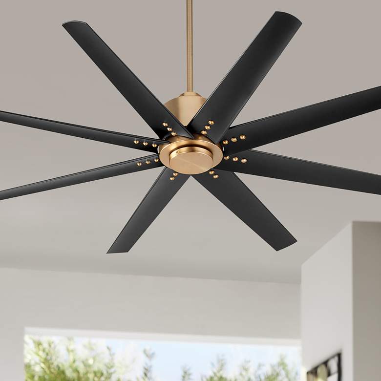 Image 1 56 inch Oxygen Fleet Aged Brass Damp Rated Large Ceiling Fan with Remote