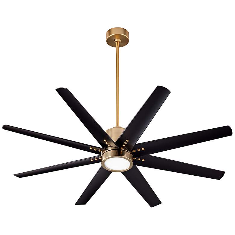 Image 5 56" Oxygen Fleet Brass and Black Outdoor Ceiling Fan with Remote more views