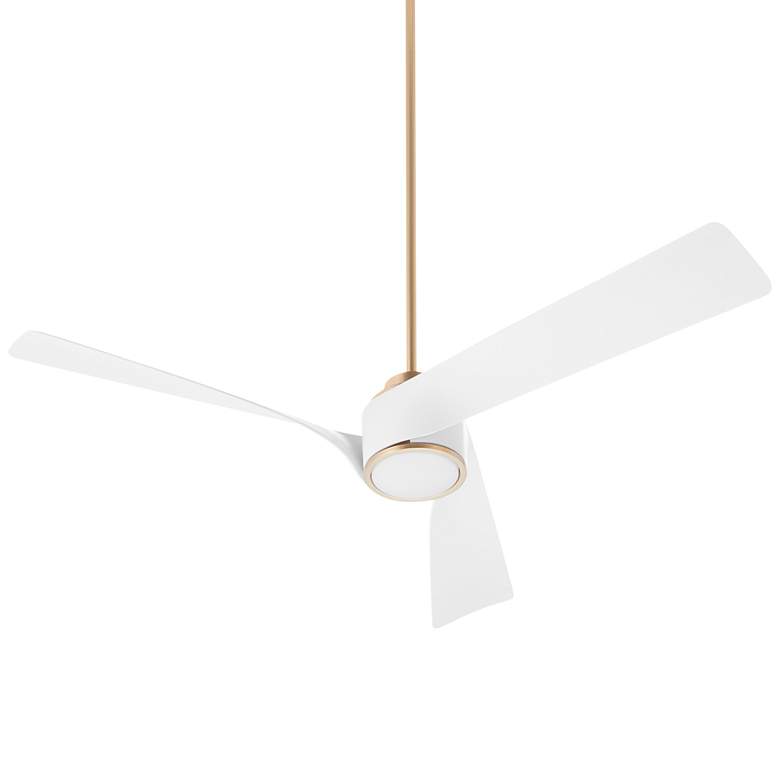 Image 1 56" Oxygen Heyday Aged Brass Damp Rated Smart CCT LED Ceiling Fan