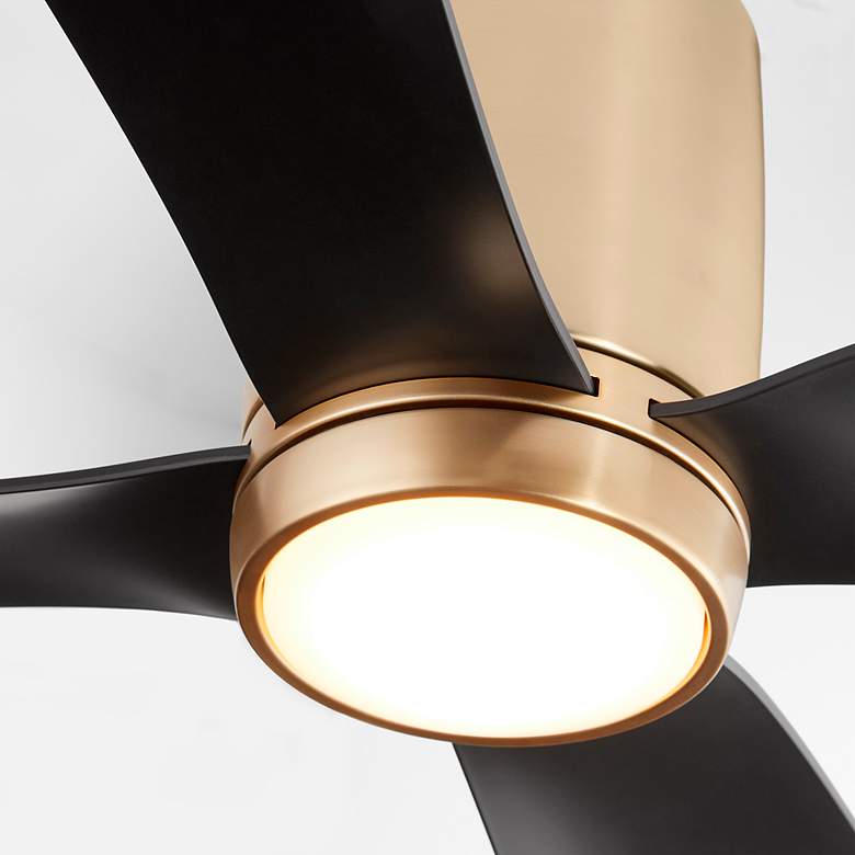 Image 5 56" Oxygen Myriad Brass and Black Damp Rated Smart Hugger Ceiling Fan more views