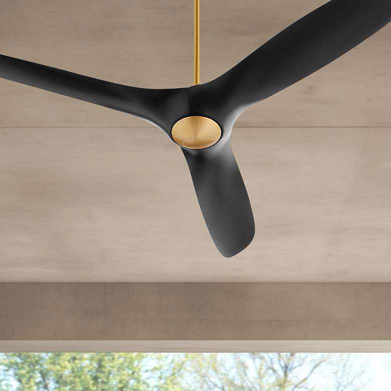 Image 1 56" Oxygen Province Aged Brass and Black Damp Rated Smart Ceiling Fan