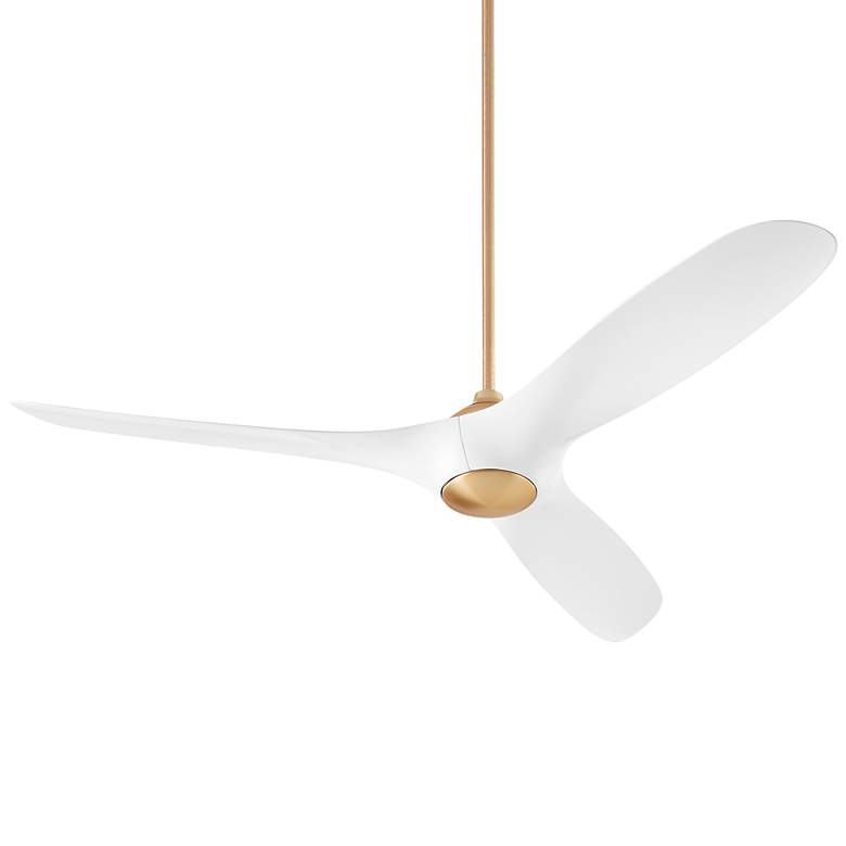 Image 2 56" Oxygen Province Aged Brass and White Damp Rated Smart Ceiling Fan