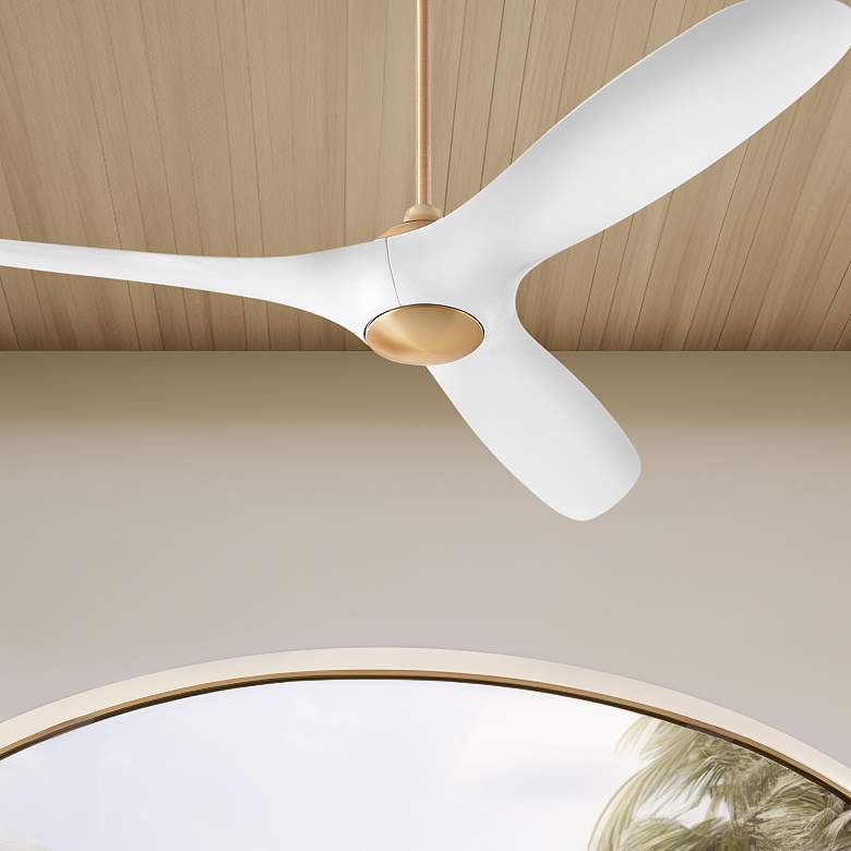 Image 1 56" Oxygen Province Aged Brass and White Damp Rated Smart Ceiling Fan