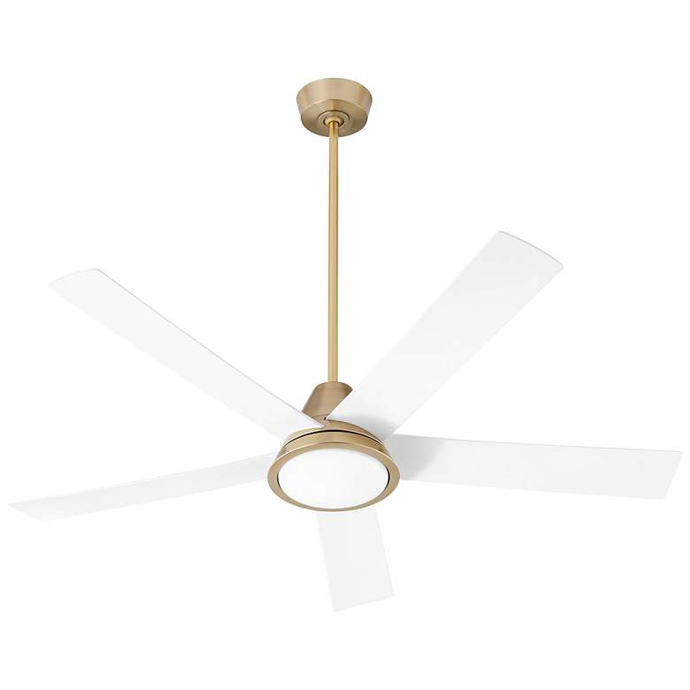 Image 1 56" Oxygen Temple Aged Brass Damp LED Ceiling Fan with Wall Control