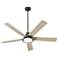 56" Oxygen Temple Black Damp Rated LED Ceiling Fan with Wall Control