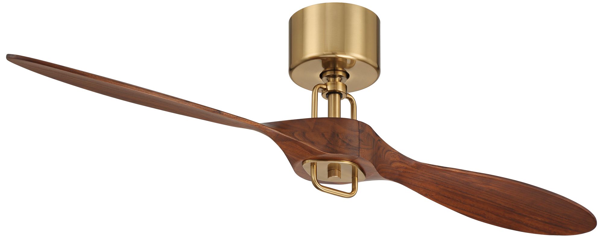 56" Possini Euro Longbow Brass and Walnut Indoor/Outdoor Ceiling Fan