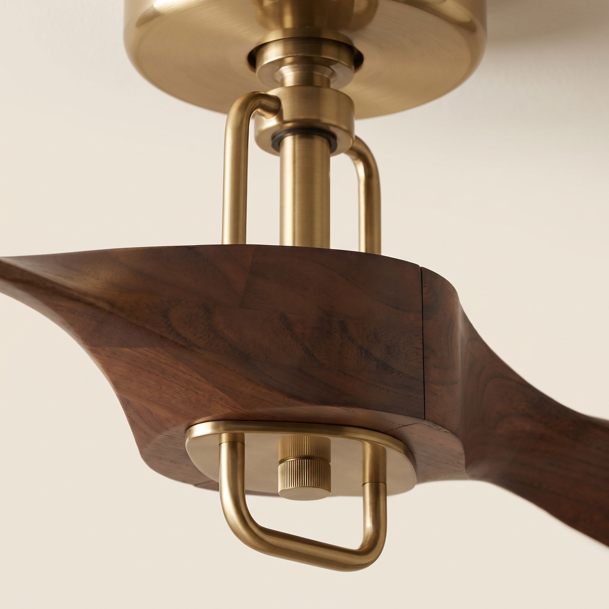 Image 5 56" Possini Euro Longbow Brass and Walnut Indoor/Outdoor Ceiling Fan more views