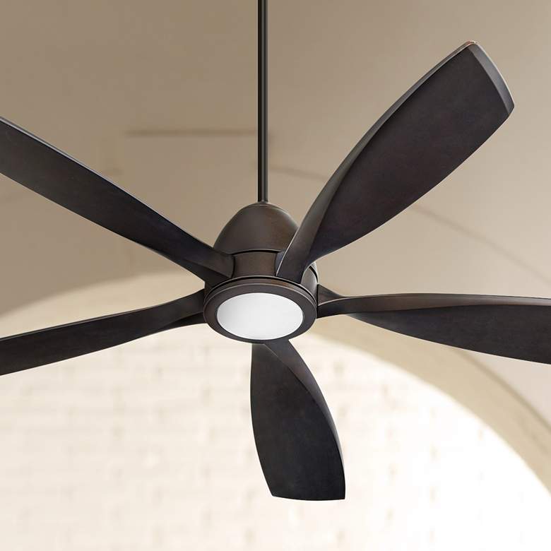 Image 1 56 inch Quorum Holt Oiled Bronze LED Ceiling Fan with Wall Control