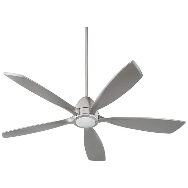 Image 2 56 inch Quorum Holt Satin Nickel Modern LED Ceiling Fan with Wall Control