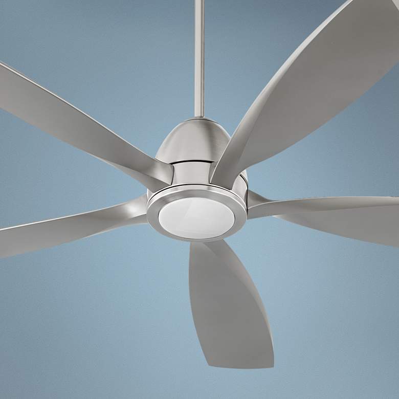 Image 1 56 inch Quorum Holt Satin Nickel Modern LED Ceiling Fan with Wall Control