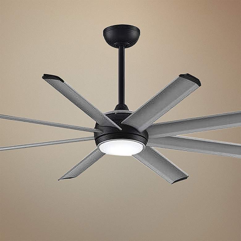 Image 1 56" Stellar Custom Silver Blade Black Motor LED Smart Ceiling Fan