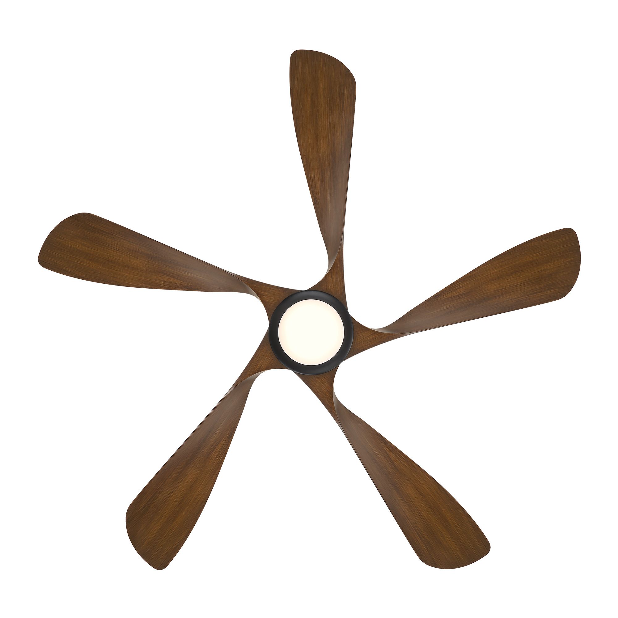 Image 4 56" Swirl 5 Black LED Ceiling Fan with Distressed Koa Blades more views