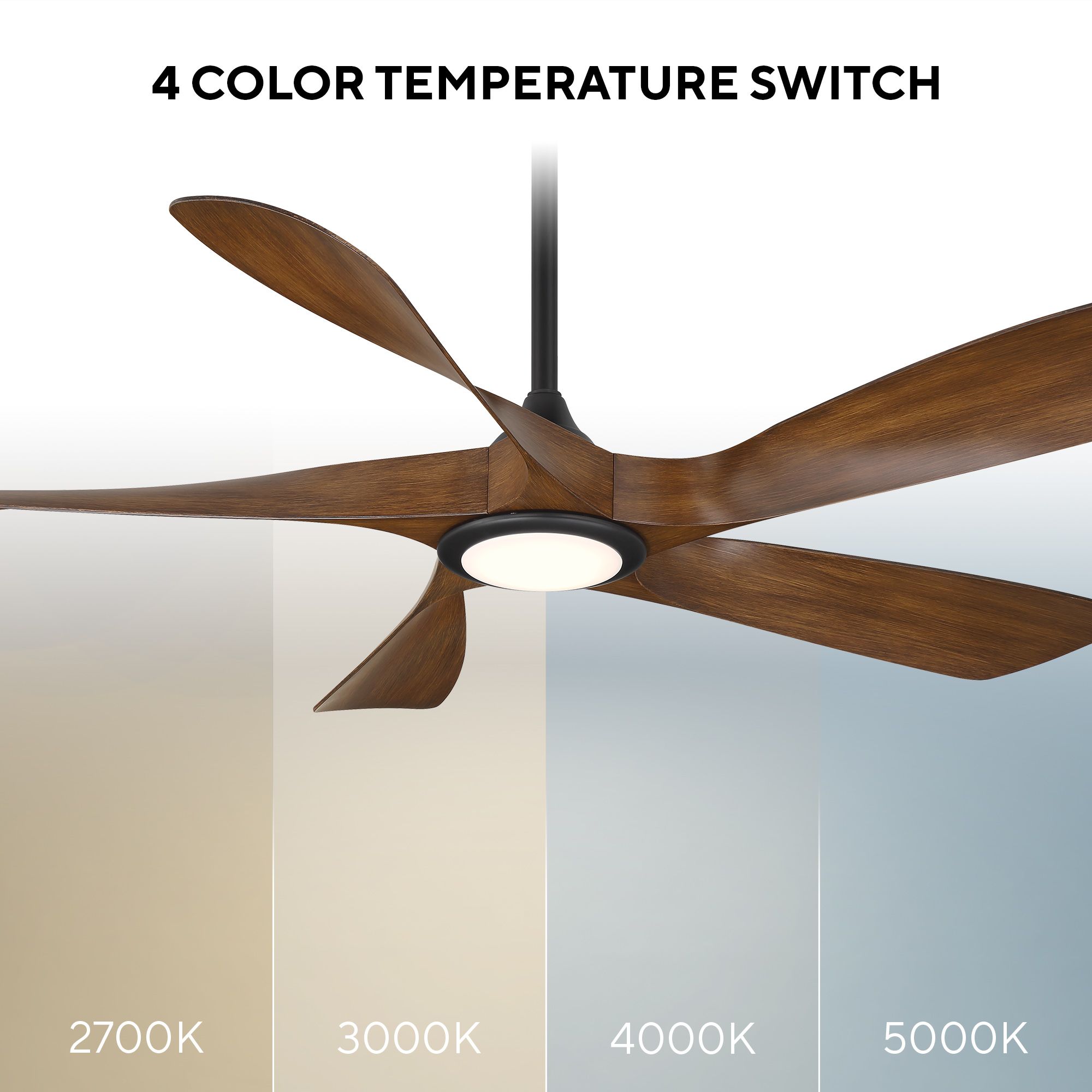 Image 6 56" Swirl 5 Black LED Ceiling Fan with Distressed Koa Blades more views