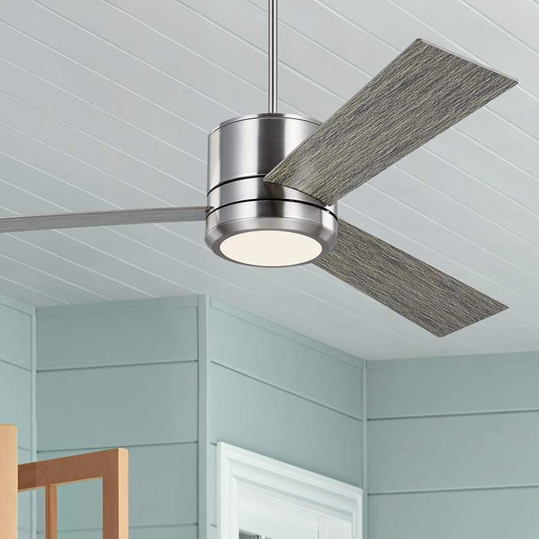 Image 1 56" Vision Brushed Steel Outdoor LED Fan with Wall Control