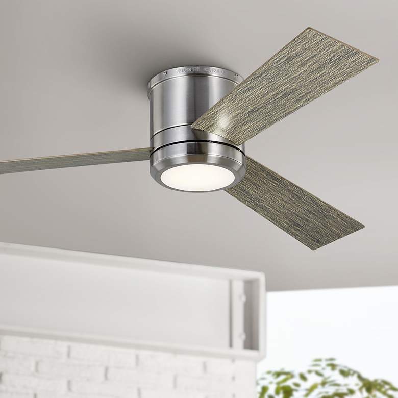 Image 1 56" Visual Comfort Clarity Brushed Steel Hugger Fan with Wall Control