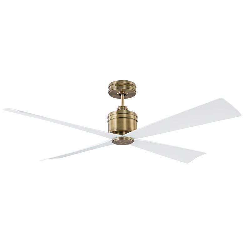Image 2 56" Visual Comfort Launceton Brass Damp Rated Ceiling Fan with Remote