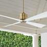 1_56" Visual Comfort Launceton Brass Damp Rated Ceiling Fan with Remote