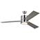 56" Visual Comfort Vision Brushed Steel Outdoor LED Wall Control Fan