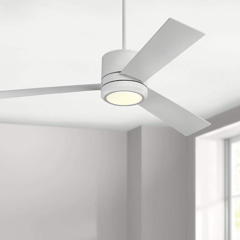 Image 1 56" Visual Comfort Vision Max Matte White Damp LED Fan with Remote
