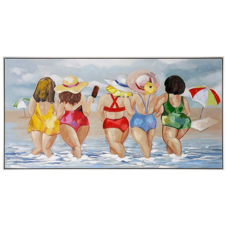 Image 1 56" x 29" Girls Trip White Frame Oil Painting