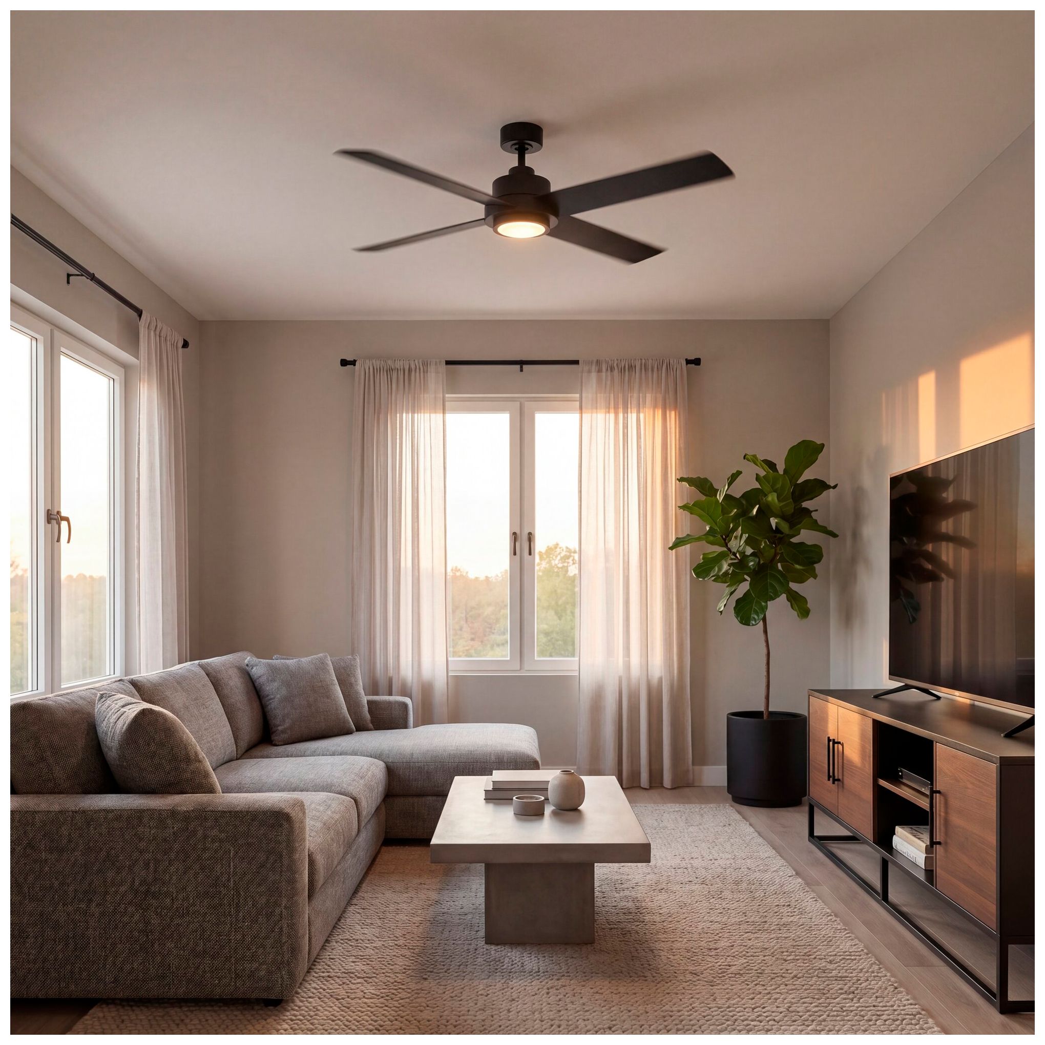 Thumbnail2 of 56" LED Ceiling Fan in Matte Black more views
