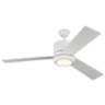 56" Monte Carlo Vision Max Matte White Damp Rated LED Fan with Remote