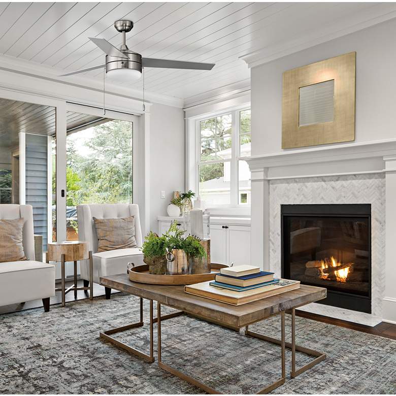 Image 1 52" Maxim Trio Satin Nickel and Black LED Ceiling Fan in scene