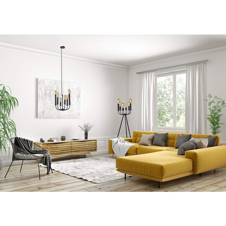 Image 1 Rory Black Metal Tripod Floor Lamp in scene