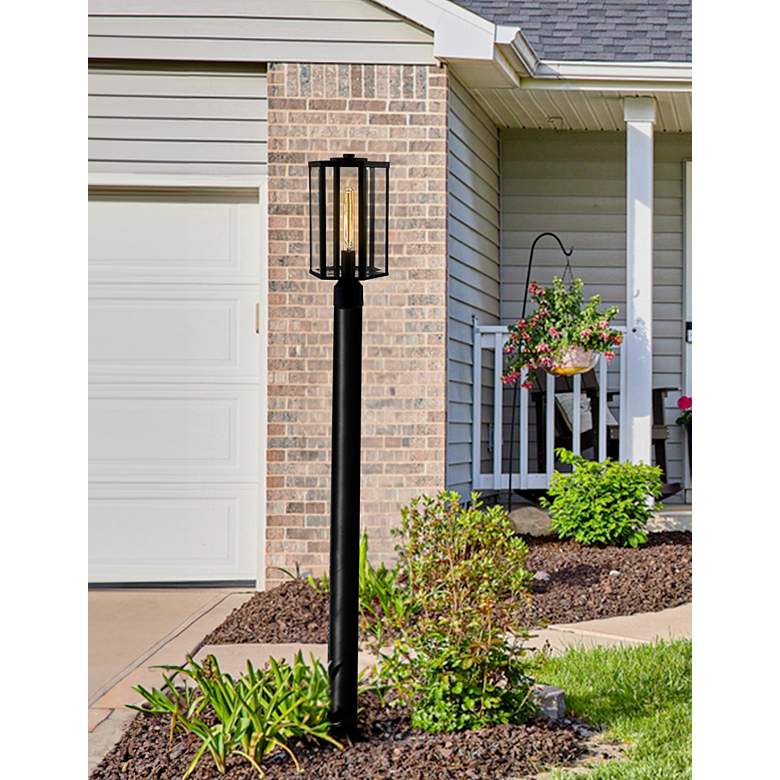 Image 1 Fusion Edgeworth 16" High Matte Black Outdoor Post Light in scene