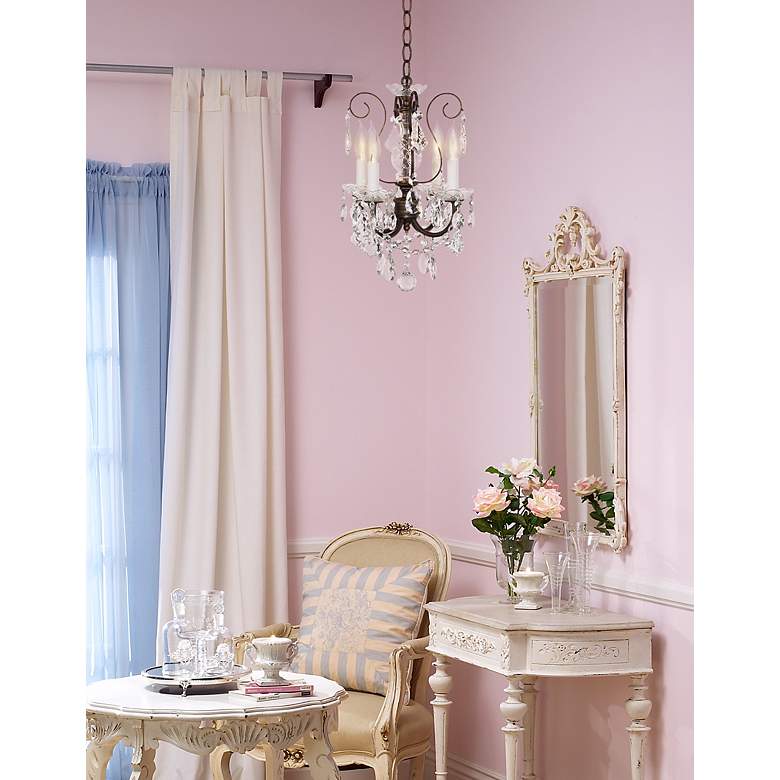 Image 1 New Orleans 12" Wide Bronze Hand-Cut Crystal Mini Chandelier in scene
