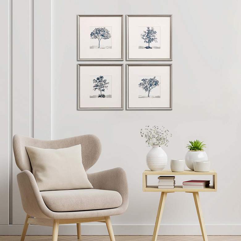 Image 1 Slate Trees 17" Square 4-Piece Framed Giclee Wall Art Set in scene
