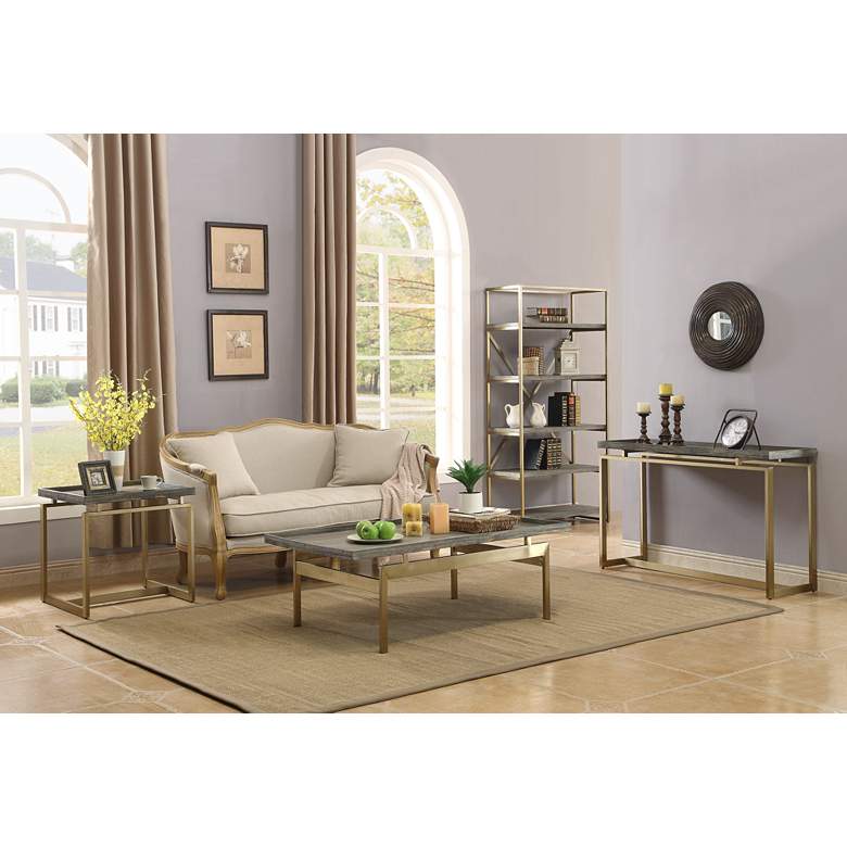 Image 1 Biscayne 24 inch Wide Weathered Brown and Gold End Table in scene