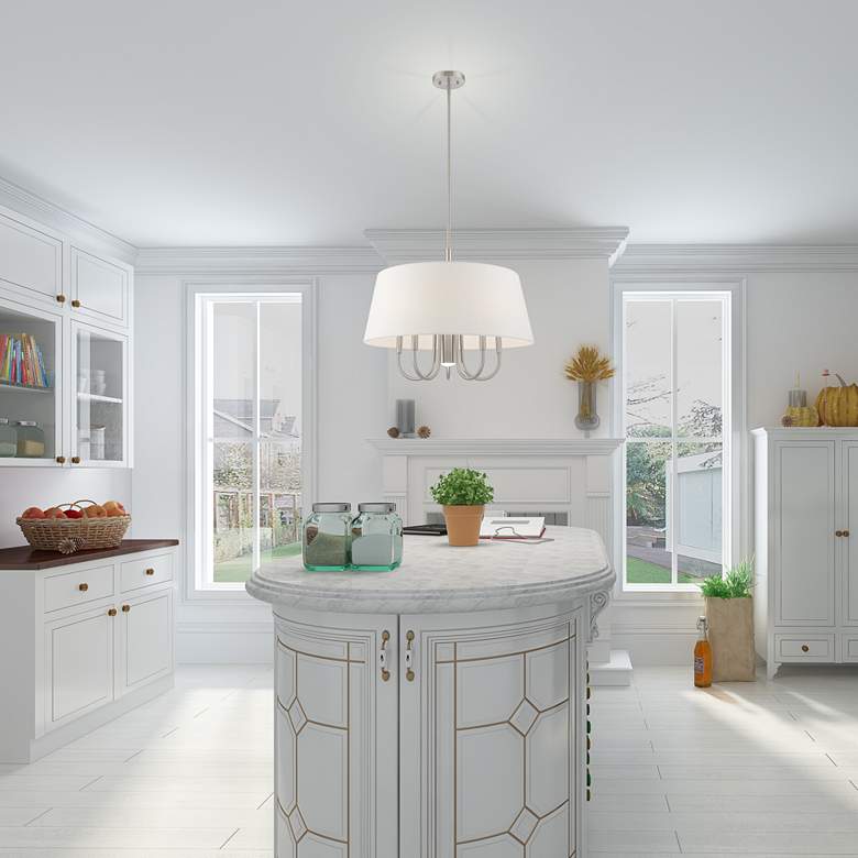 Image 1 Belclaire 6 Light Brushed Nickel Pendant Chandelier in scene