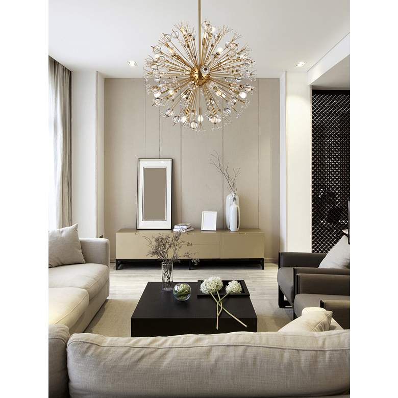 Image 1 Vera 32" Wide Gold 18-Light Starburst Globe Pendant in scene