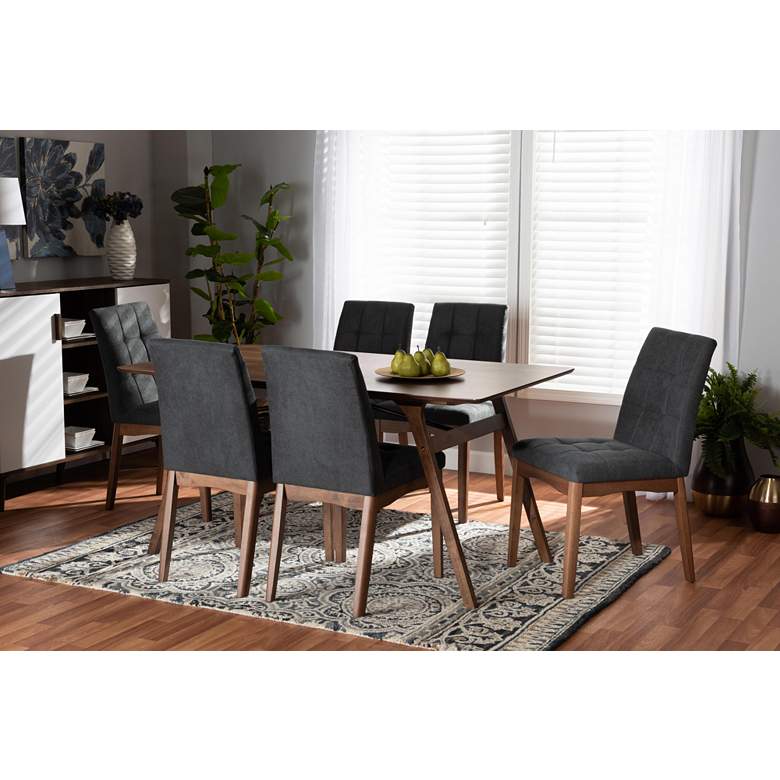 Image 1 Baxton Studio Tara Dark Gray Fabric 7-Piece Dining Set in scene