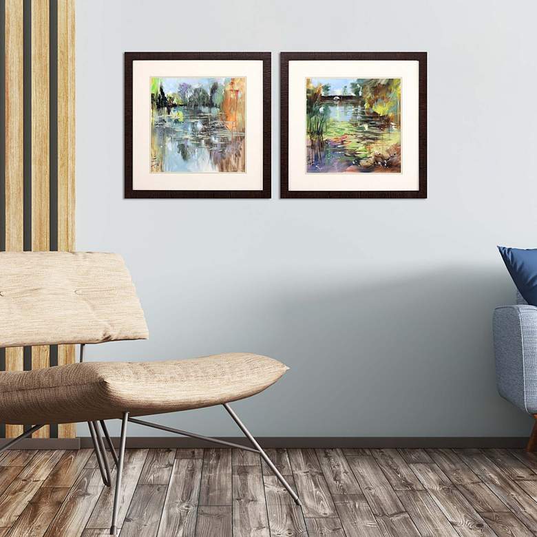 Image 1 Lily Pond 25" Square 2-Piece Framed Giclee Wall Art Set in scene