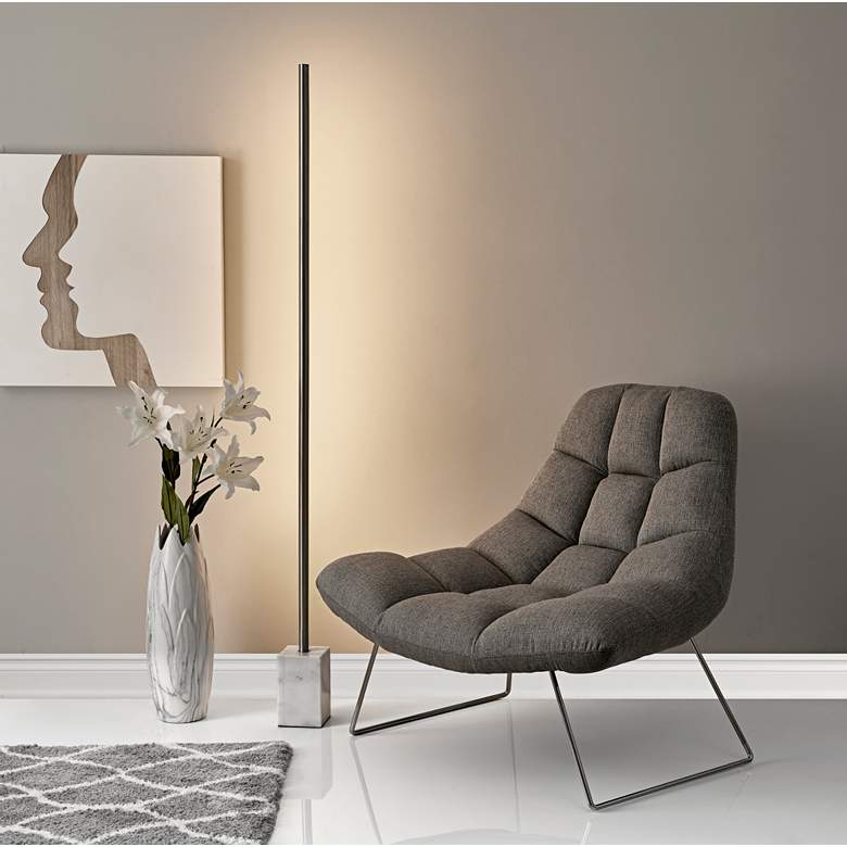 Image 1 Felix Brushed Steel and Marble LED Floor Lamp in scene