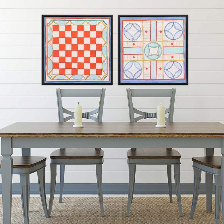 Image 1 Game Night I 21 inch Square 2-Piece Framed Giclee Wall Art Set in scene