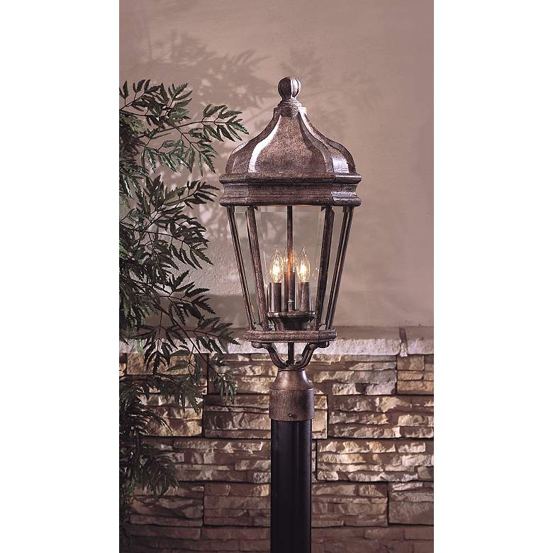 Image 1 Minka Lavery Harrison 25" High Vintage Rust Post Mount Outdoor Light in scene