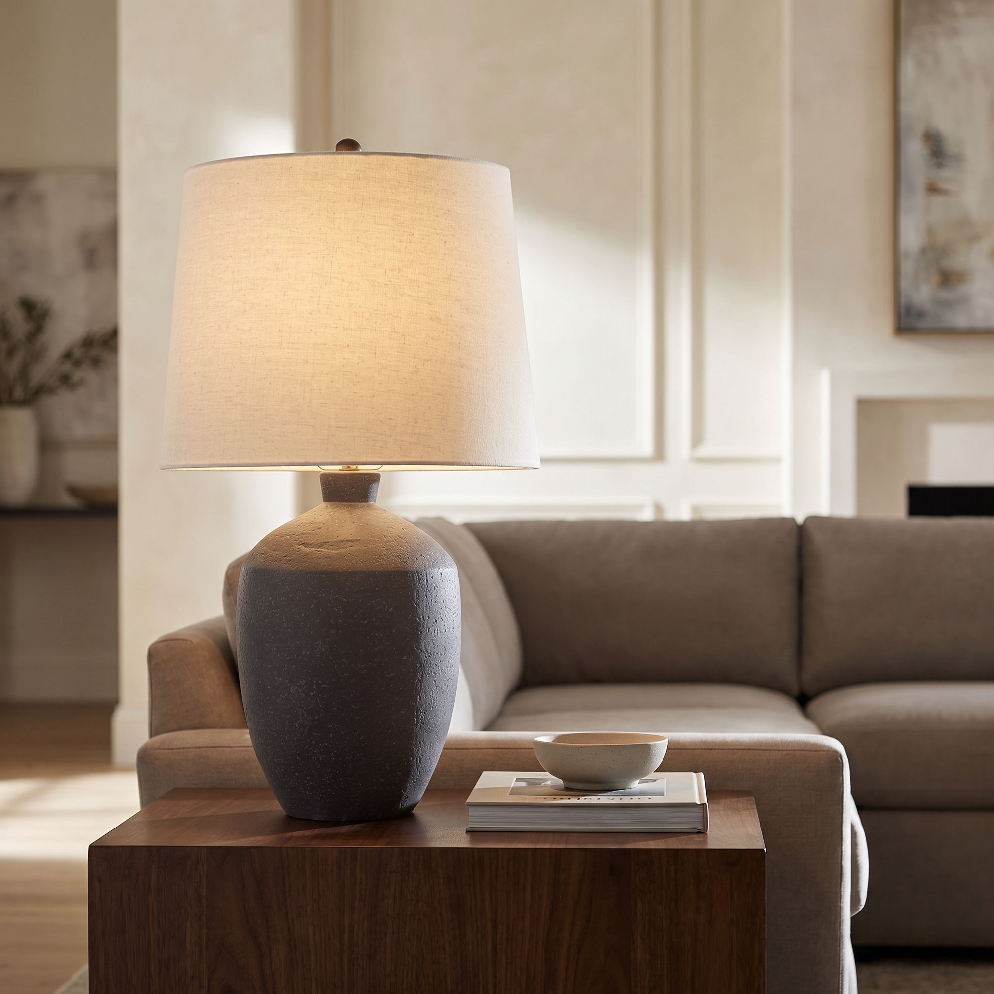 Image 1 Possini Euro Kyle 24" Rustic Textured Charcoal Finish Table Lamp in scene