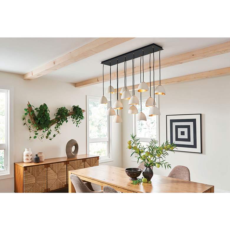 Image 1 Hinkley Nula 48.5 inch Wide 14-Light White and Gold Linear Chandelier in scene