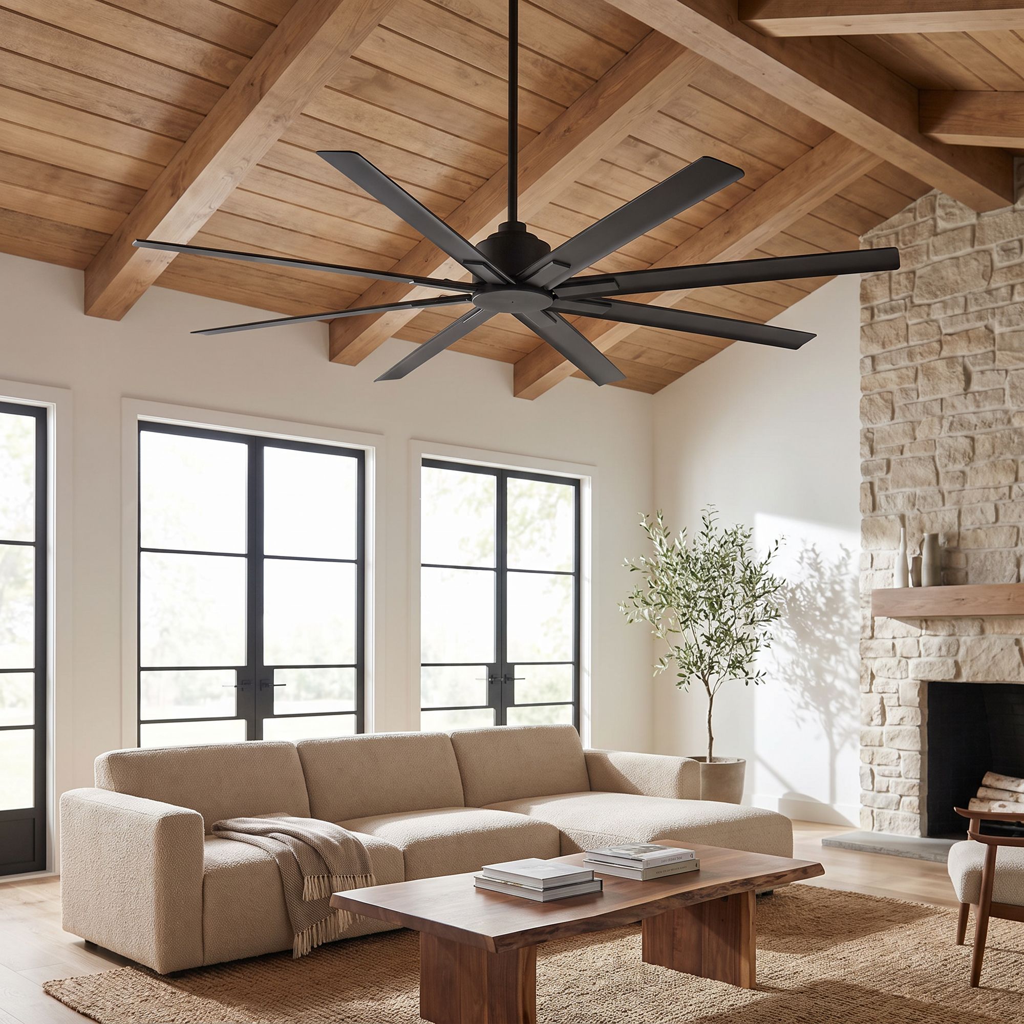 Image 1 Minka-Aire Xtreme H20 65-inch Coal Black 8-Blade Outdoor Ceiling Fan in scene