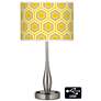 56F65 - Brushed nickel Table Lamp w/Outlets-Honeycomb
